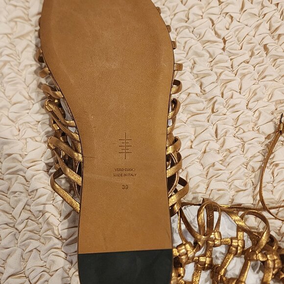 Alumnae Gold Gladiator Sandals, NWT, Size 39, Made in Italy - Picture 5 of 5